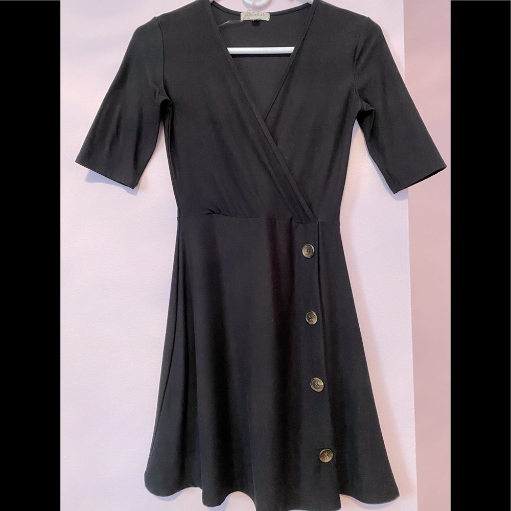 Ultra Flirt Juniors Black Faux-Wrap Dress